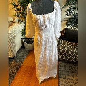 DISSH - NWT - Lilah White Linen Midi Dress -6. Australian Brand